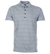 Blue and White Stripe Polo Shirt