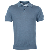 Blue Linen Polo Shirt