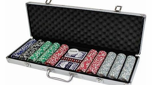 CQ Poker 500 HIGH ROLLER Numbered Poker Chips   Case, Cards, Dice, Dealer Button