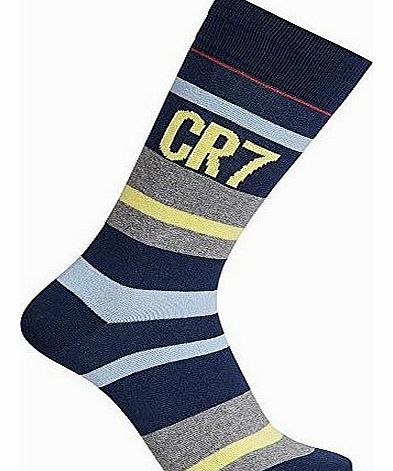CR7 Cristiano Ronaldo Cristiano Ronaldo CR7 (8270-80) mens fashion socks, stylish underwear in quality cotton stretch, blue/grey, size 40-46