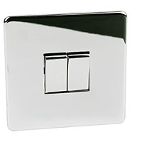 CRABTREE 2G 2W Switch Polished Chrome Flat Plate