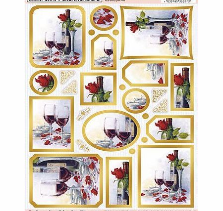 Craft Creations Creative Die-Cut Toppers - CDT540G Wine And Roses - Gold Foil - A4 210x297mm 250gsm 300mic