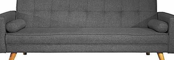 CRAVOG Modern Contemporary Scandi Style Sofa Bed Fabric Upholstered 3 Seat Padded Convert-Couch Sofa Sleeper Bed with Wooden Legs (Charcoal)