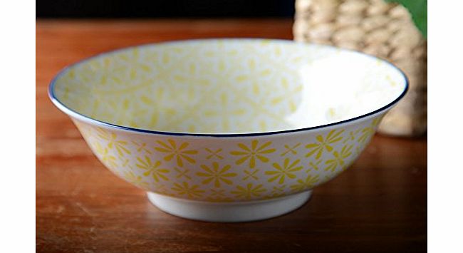 Creative Tops Large The Wanderer Collection Fine China Bowl, Yellow/ Blue