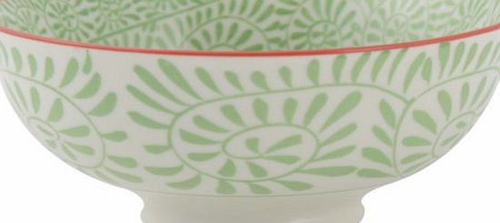 Set of 2 THE WANDERER Small Green/Orange FINE CHINA BOWL By Creative Tops