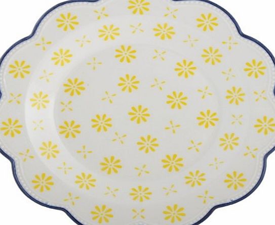 Creative Tops Set of 2 THE WANDERER Yellow/Blue Scalloped STONEWARE PLATES By Creative Tops