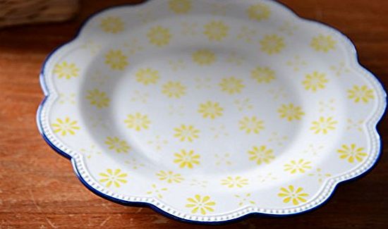 Creative Tops The Wanderer Collection Scalloped Stoneware Plate, Yellow/ Blue