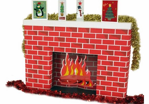 Corrugated Cardboard 3 dimensional life size Fireplace 965 x 175 x 762mm supplied flatpack. Great Christmas accessory to a santa scene and festive displays including shop windows.