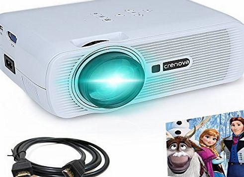 Crenova Projector, Crenova XPE460 LED Upgraded Video Projector 1200 Lumens 800*480 Resolution For 1080P HD Home Cinema - White