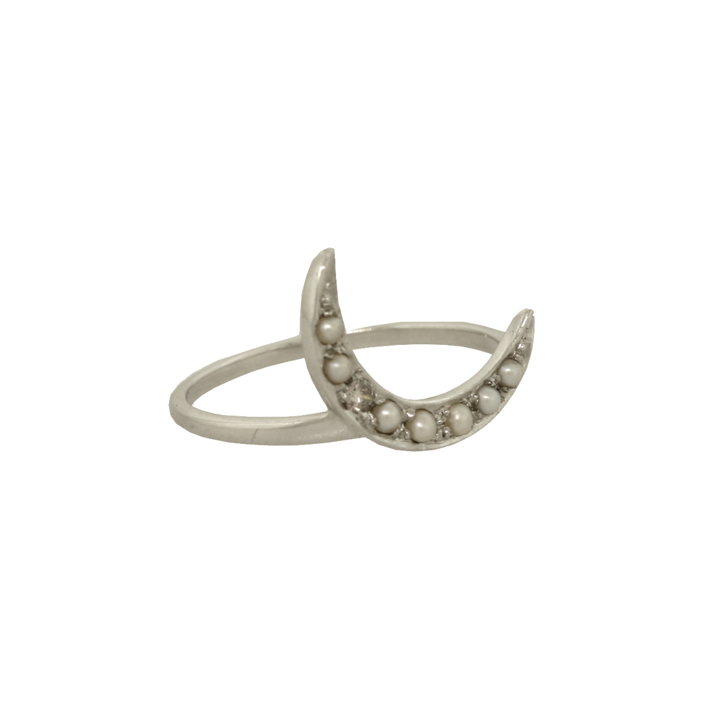Crescent Moon Ring - Pearl