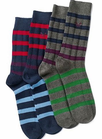 Crew Clothing 2 Pack Rugby Multi Stripe Socks