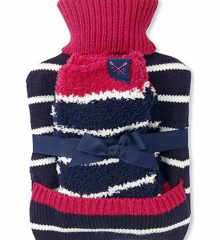 Stripe Cosy Sock and Hot Water Bottle Set
