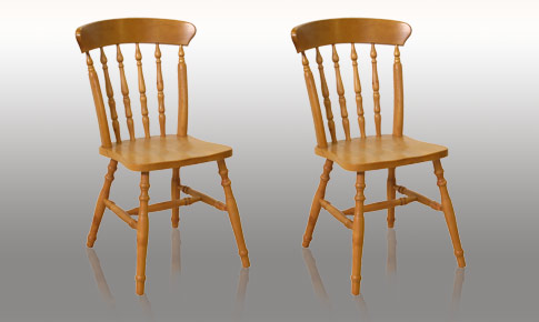pine veneer pair of chairs
