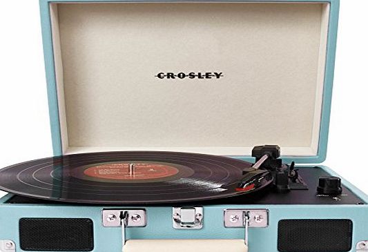 Cruiser Briefcase Style Three-Speed Portable Vinyl Turntable with Built-In Stereo Speakers - Turquoise