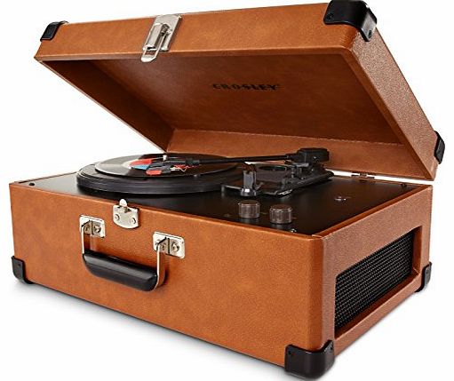 Keepsake Briefcase Style Three Speed USB Enabled Turntable with Built In Stereo Speakers - Tan