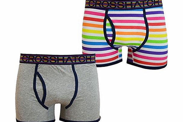 Crosshatch Double Stripe Pack of 2 Boxer Trunks Shorts Grey L