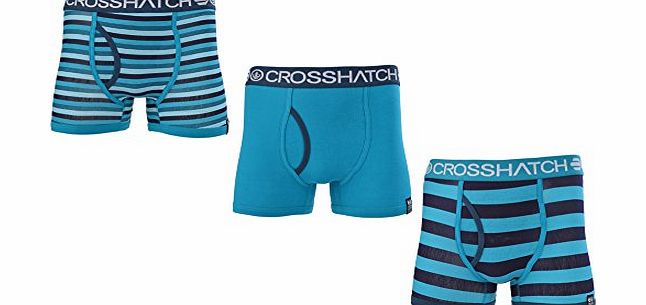 Crosshatch Mens Crosshatch ``Flicker`` 3 Pack Boxer Trunk Shorts Caribbean Sea Large