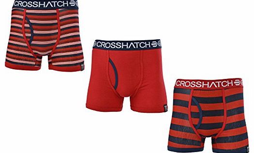 Crosshatch Mens Crosshatch ``Flicker`` 3 Pack Boxer Trunk Shorts Chilli Pepper Large