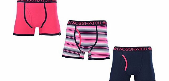 Crosshatch Mens Crosshatch ``Neonic`` 3 Pack Boxer Trunk Shorts Magenta Large