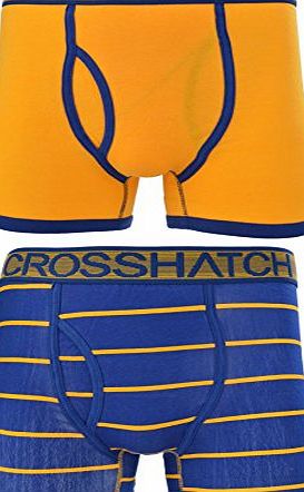 Crosshatch Mens Crosshatch ``Sodaline`` 2 Pack Boxer Trunk Shorts Saffron Medium