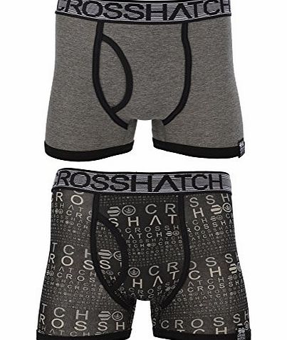Crosshatch Mens Crosshatch ``Squint`` 2 Pack Boxer Trunk Shorts Charcoal Marl XX-Large