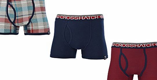Crosshatch Mens Crosshatch ``Tirian`` 3 Pack Boxer Trunk Shorts Dress Blue Large