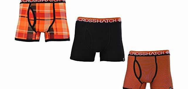 Crosshatch Mens Crosshatch ``Tirian`` 3 Pack Boxer Trunk Shorts Orange Black XX-Large