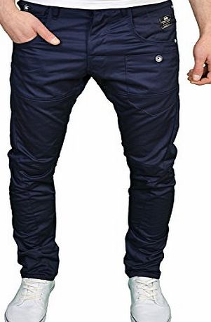 Crosshatch Mens Designer Twisted Leg Regular Fit Tapered Chinos Jeans (34W x 32L, Navy)