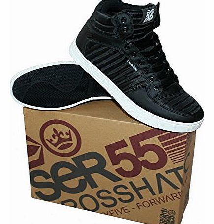Crosshatch Mens Gyanda Black Hi Top Trainers Shoes, size 9