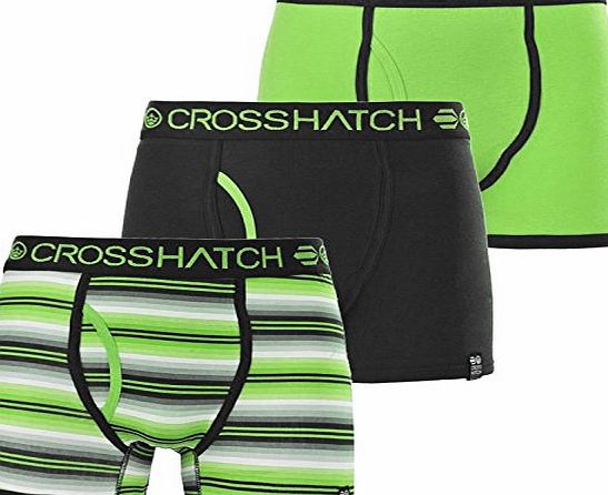 Crosshatch NEW MENS CROSSHATCH BOXER NEONIC 3 PACK SHORTS TRUNKS CASUAL DESIGNER UNDERWEAR[Green Flash ,M]