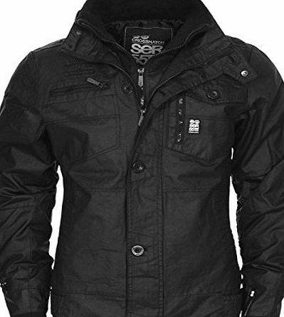 Crosshatch NEW MENS CROSSHATCH PLIXXIE JACKET PADDED DESIGNER BLACK RIBBED WINTER ZIP COAT[Black ,XL]