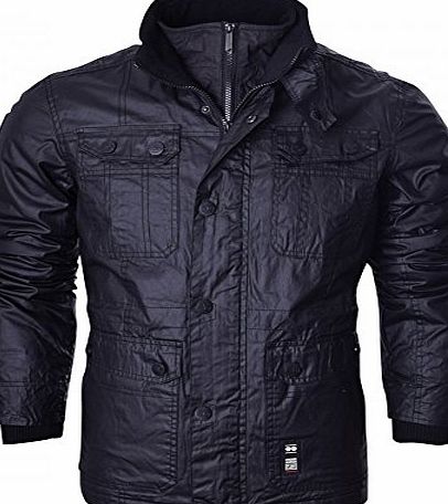 Crosshatch NEW MENS CROSSHATCH SHARPSTER JACKET PADDED DESIGNER BLACK RIBBED WINTER ZIP COAT[Black ,L]