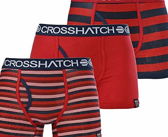 Crosshatch NEW MENS TEENS CROSSHATCH 3 PAIR PACK DESIGNER FLICKER BOXER UNDERWEAR SHORTS BN[Chilli Pepper Red ,XL]