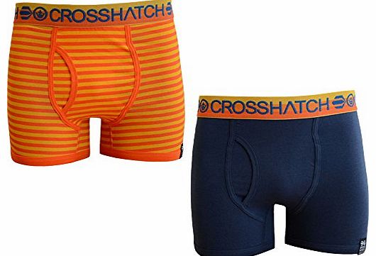 Crosshatch Synchro ( Pk of 2 ) Boxer Shorts Orange XL