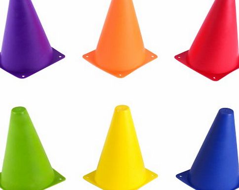 Crown Sporting Goods Set of 6 - 9`` Sport Cones in Vivid Colored Vinyl by Crown Sporting Goods
