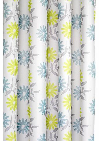 Croydex Scribble Flower Textile Shower Curtain, 1800 x 1800mm