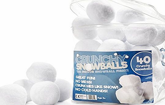 Crunchy Snowballs 40 Pack - Indoor Snowball Fight - Safe, No Mess, No Slush