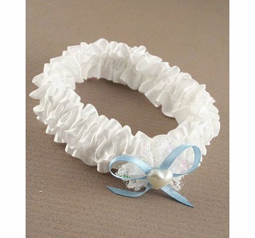 Brides Garter / with blue ribbon and a free bobby pin made by JD London