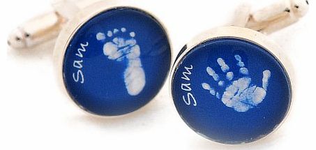 Crystal Keepsakes Handprint or Footprint Cufflinks - Ideal Fathers Day Gift - Baby hand or foot prints fused on to glass cufflinks