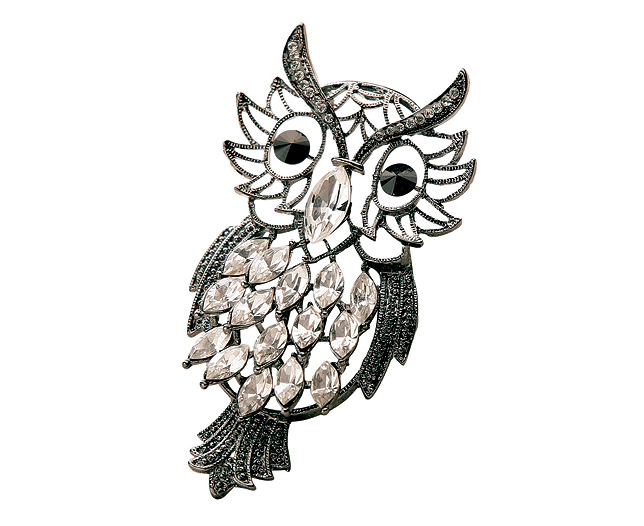 Crystal Owl Brooch