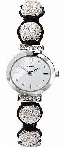 Womens Quartz Watch with White Dial Display and Silver Nylon Strap 4711.27