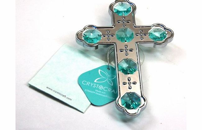 CRYSTOCRAFT  Cross Suction Pad Ornament With Swarovski Crystals