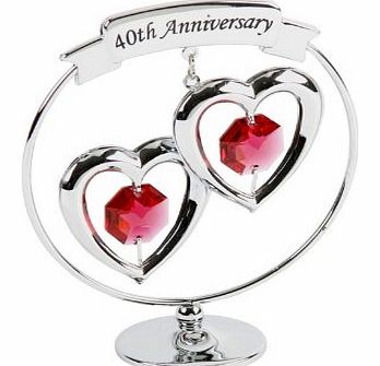 CRYSTOCRAFT  Happy 40th Ruby Wedding Anniversary Silver Ring Special Occasion Gift Idea SP249