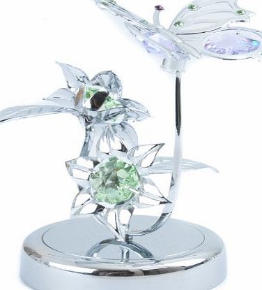 CRYSTOCRAFT  Silverplated Butterfly amp; Flower With Swarovski Elements Crystals
