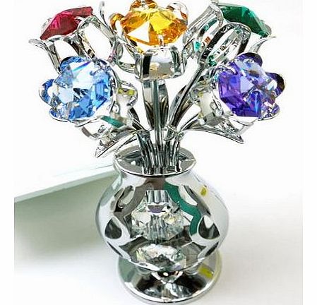 Freestanding Swarovski Crystal Tulips in Crystal Vase