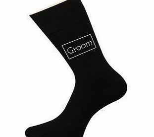CSC Groom Luxury Black Cotton Wedding Socks Favour Gift Size 6 - 12
