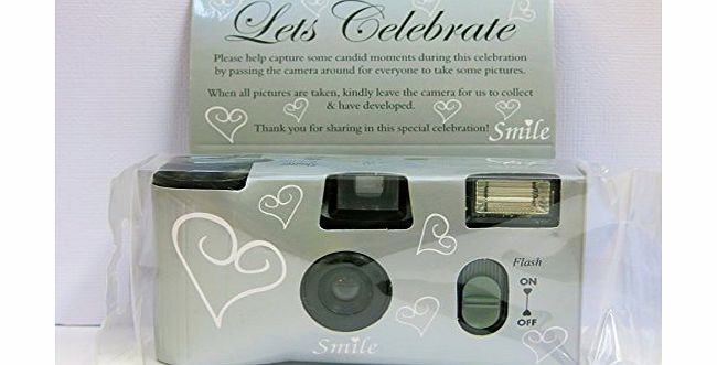 CSC Imports Disposable Camera - White amp; Silver Hearts by CSC Imports