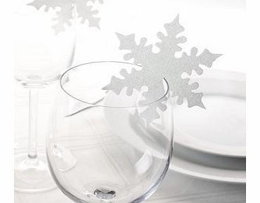 White Snowflake Place Card Sits on Glass Pack of 10 - Perfect for Decorating Christmas Dinner Tables or Winter Themed Weddings
