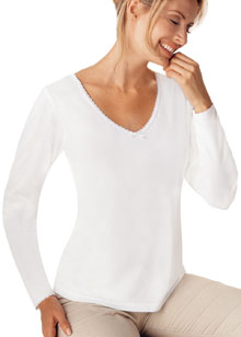 Softwear Lace Edge v-neck long sleeve top