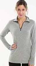 Cuddl Duds, 1297[^]265212 Womens Comfortwear Long Sleeve Half Zip - Grey